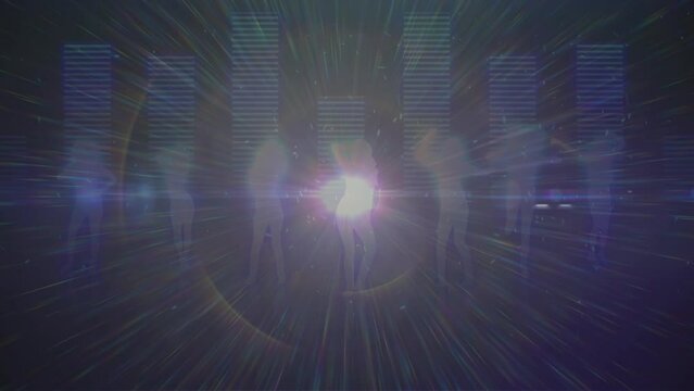 Animation of people dancing over light spots