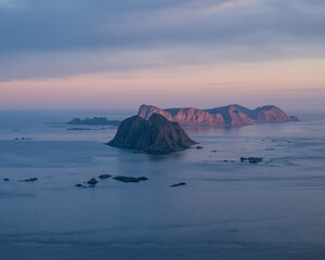 Hellsegga plateau overlooking Moskstraumen, Lofoten Islands, Norway