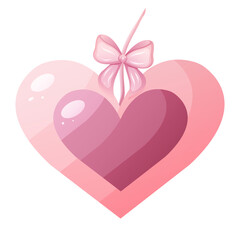 Heart on a ribbon with a bow. Design element for Valentine's Day