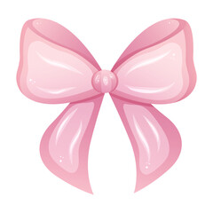 Pink bow. Design element in cartoon style