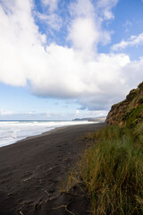 Atlantic ocean, waves and sand, good weather, Azores islands.