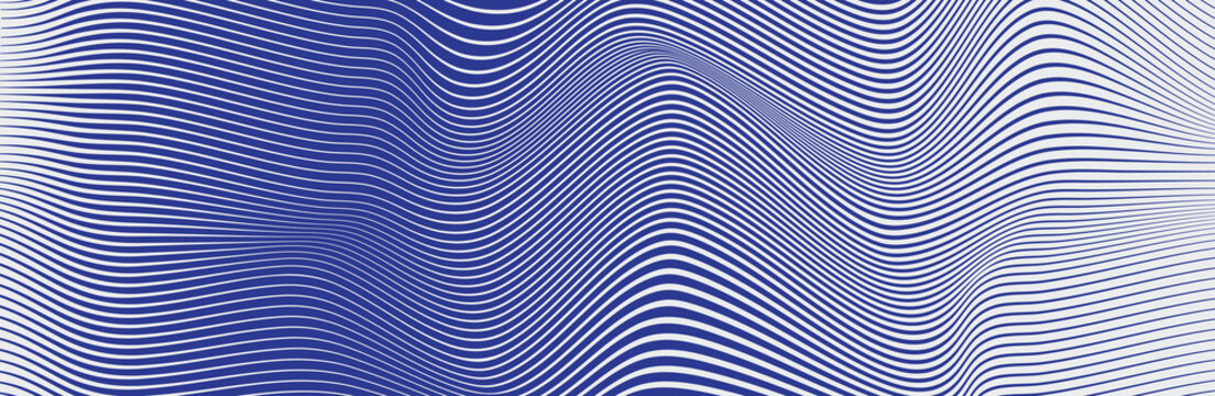 Curved wave lines pattern on white background. Wave striped lines pattern for backdrop and wallpaper template. Simple curved lines with repeat stripes texture. Striped background, vector