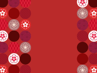 梅と和柄のかわいいフレーム背景