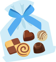 お菓子のラッピング_クッキーとチョコレート_ベクターイラスト