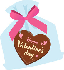 ハート型チョコレートのラッピング_バレンタインイメージ_ベクターイラスト