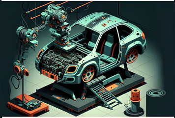 Add features to automobile body robotic equipment makes car assembly at the plant contemporary. Generative AI