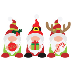 Cute Christmas gnomes vector cartoon illustration