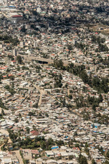 Aerial view of the slums of Addis Ababa, Ethiopia