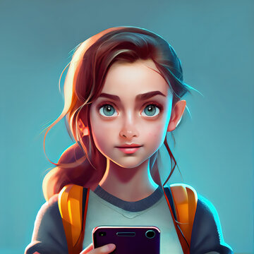 generic young teenager girl using or texting on her smartphone