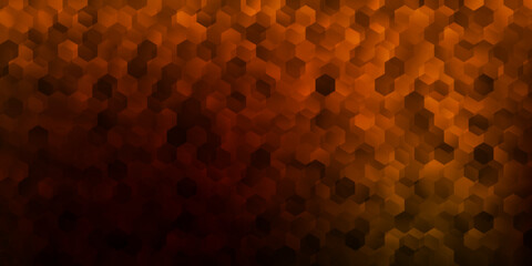 Dark green, yellow vector backdrop with a batch of hexagons.