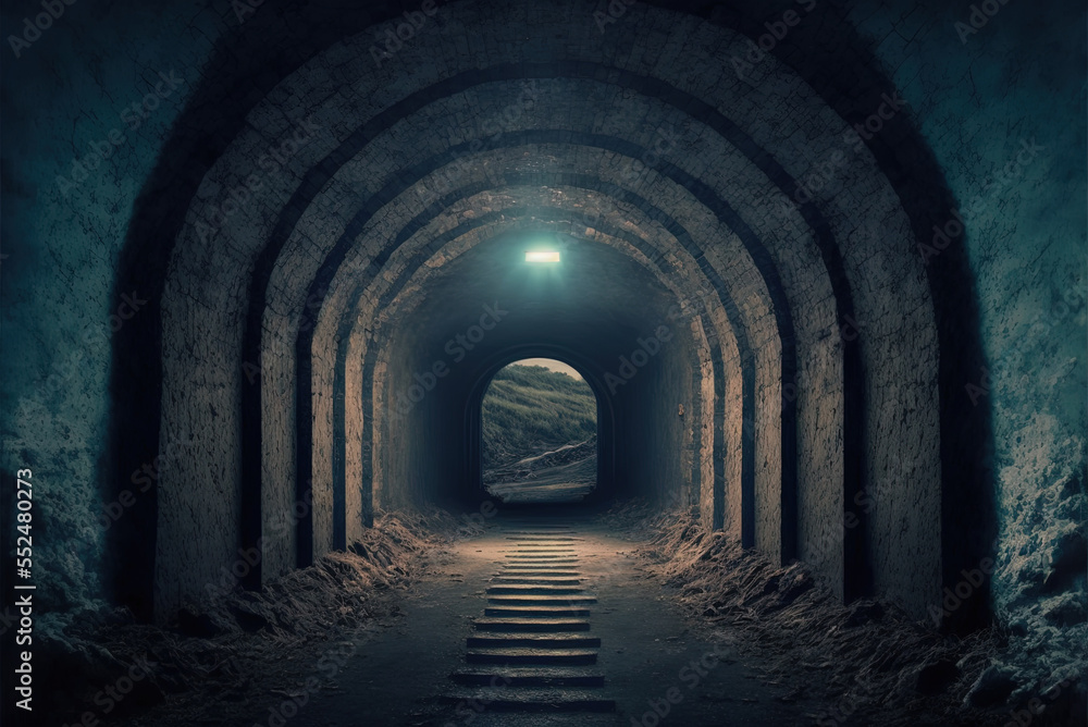 Poster getting out of the basement through a secret passageway generative ai