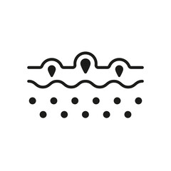 Pimple and Inflammation Sebum Linear Pictogram. Skin Acne, Comedo Line Icon. Blackhead Sign. Deep Pustule Skin Problem Black Icon. Editable Stroke. Isolated Vector Illustration