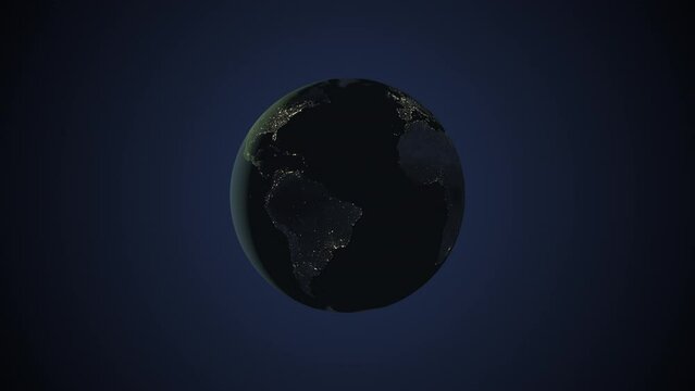 Seamless looping animation of the earth rotating at nighttime in 4K resolution
