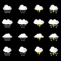 Fototapeta premium Bad weather clouds icon pack. Vector illustration.