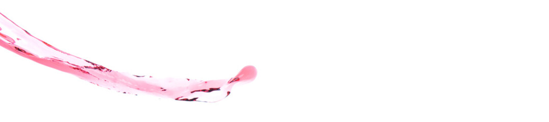 Red juice from splash in Air. Water red tomato pour from sky and purify clean natural. Wine shape form of water splashing flow celebrate over White background Isolated