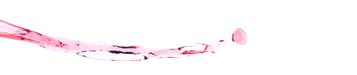 Red juice from splash in Air. Water red tomato pour from sky and purify clean natural. Wine shape form of water splashing flow celebrate over White background Isolated