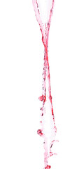 Red juice from splash in Air. Water red tomato pour from sky and purify clean natural. Wine shape form of water splashing flow celebrate over White background Isolated