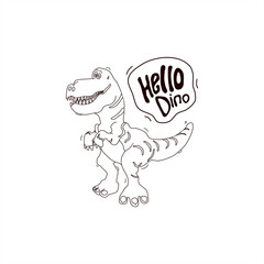 line art illustration of a monochrome dinosaur for kids coloring page