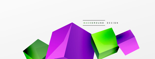 3d vector abstract background. Flying cubes composition. Trendy techno business template for wallpaper, banner, background or landing