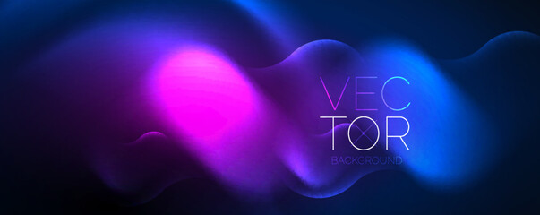 Neon glowing waves, magic energy space light concept, abstract background wallpaper design
