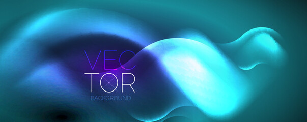 Neon glowing waves, magic energy space light concept, abstract background wallpaper design