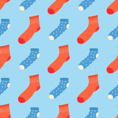Pattern of both red and blue socks