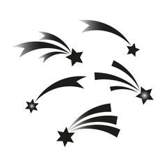 shooting stars icons on white background. Space icon set. Star icon. Vector illustration. stock image. 