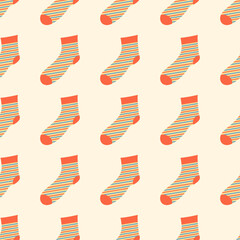 Striped sock pattern on light orange background