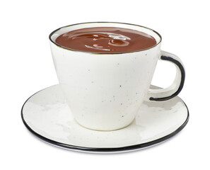 Cup of delicious hot chocolate isolated on white