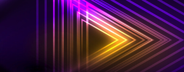 Neon glowing techno lines, hi-tech futuristic abstract background template. Vector illustration for wallpaper, banner, background, leaflet, catalog, cover, flyer