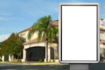 Blank citylight poster on city street. Space for design