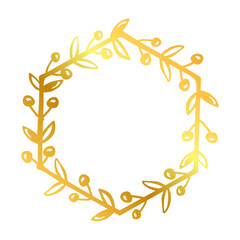 simple vector hand draw sketch gold, golden hexagon floral border