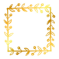 simple vector hand draw sketch gold, golden square floral border