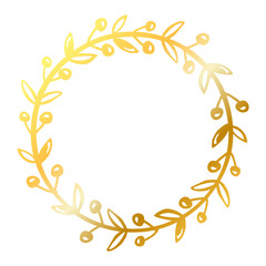 simple vector hand draw sketch gold, golden circle floral border
