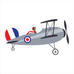 Old fashioned world war one fighter biplane isolated illustration graphic icon