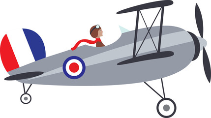 Old fashioned world war one fighter biplane isolated illustration graphic icon