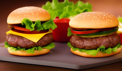 hamburger on black background