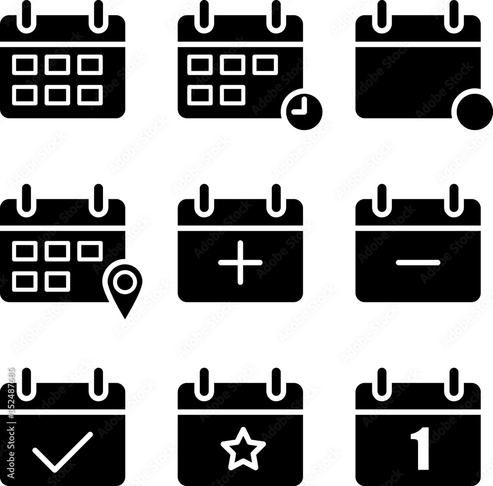 Aufkleber calendar simple icon set for apps and web sites on white background