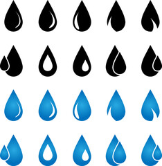 Blue water drop icon set illustration on white background..eps