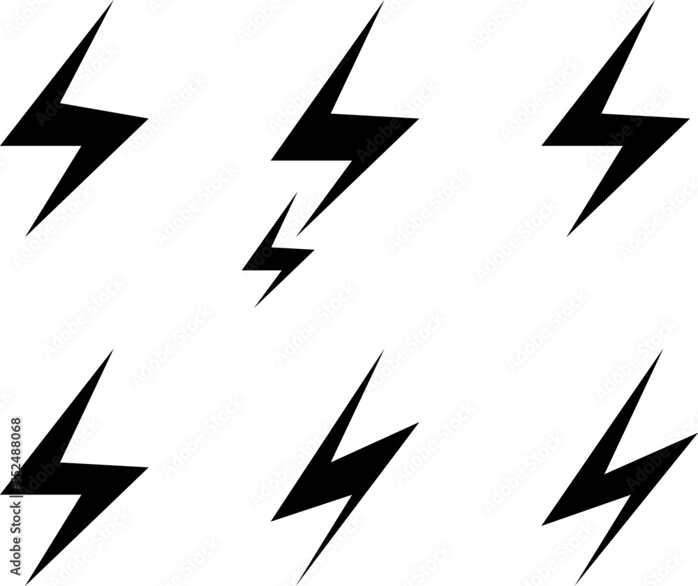 Poster Lightning icon set. Storm icon set on white background..eps