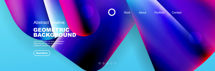 Geometric shapes composition geometric abstract background. 3D shadow effects and fluid gradients. Modern overlapping forms