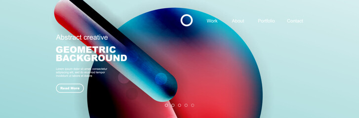 Geometric shapes composition geometric abstract background. 3D shadow effects and fluid gradients. Modern overlapping forms