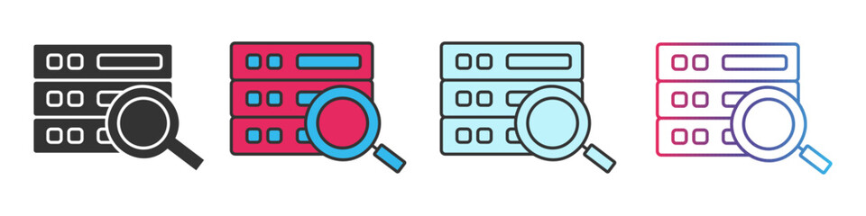 Web hosting different style icons set. Outline and filled vector sign.