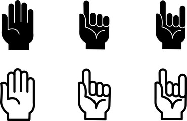 Hand icons, such as fingers, motivation, point, fist, and more on white background..eps