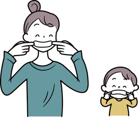 母親と遊んでいる子供のイラスト素材