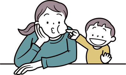 母親と遊んでいる子供のイラスト素材