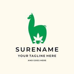 Animal Alpaca coffee hemp logo design illustration custom logo design © Bendazs