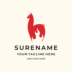 Animal Alpaca hot flame logo design illustration custom logo design