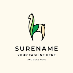 Animal Alpaca leaf logo design illustration custom logo design © Bendazs