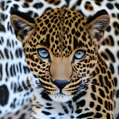 Leopard with Beautiful Blue Eyes Generative AI